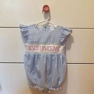 Seersucker Jesus loves me bubble